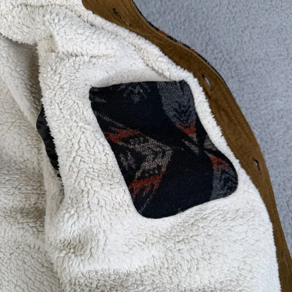 JACHS NEW YORK Jacket Mens M Wool Blend Button Aztec Sherpa Lining Fleece Ranch